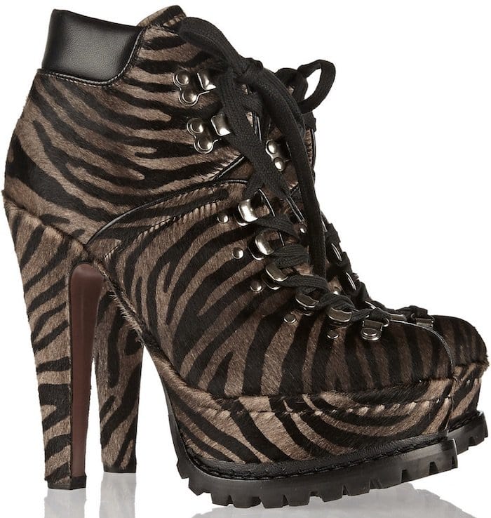 Alaïa Zebra-print calf hair ankle boots