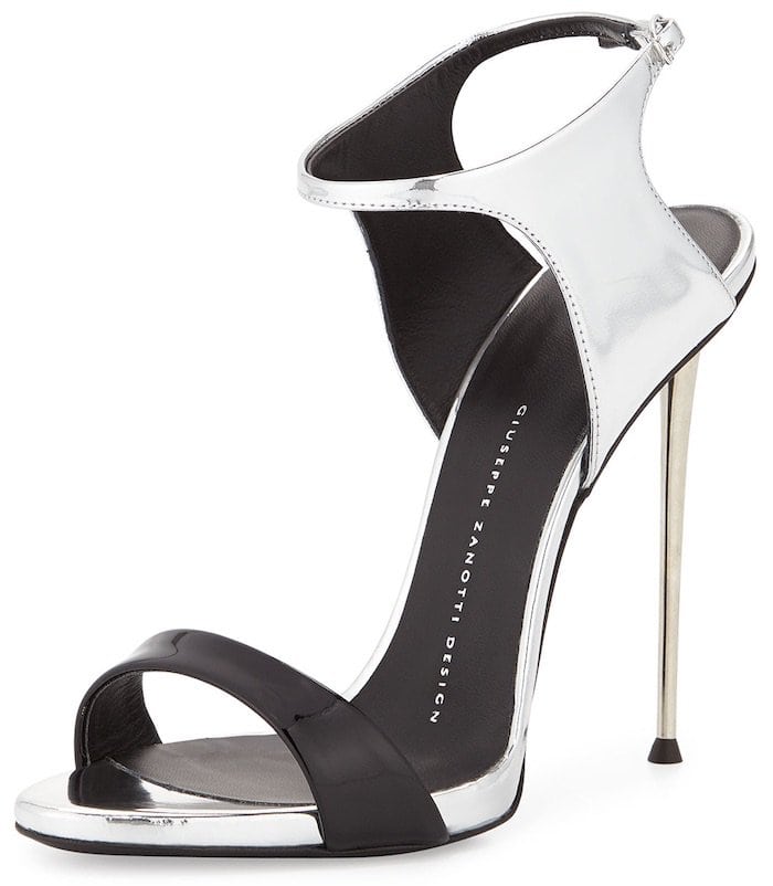 Giuseppe Zanotti Patent/Metallic Ankle-Wrap Sandals