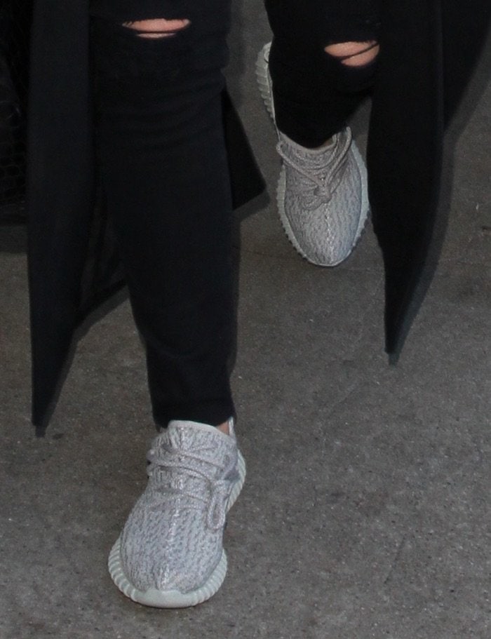 Kris Jenner's feet in Adidas Yeezy Boost 350 sneakers