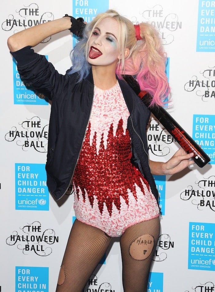 Poppy Delevingne dressed as Harley Quinn for Unicef UK's Halloween Ball