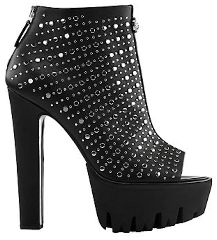 Versace Versus Studded Peep-Toe Ankle Boots