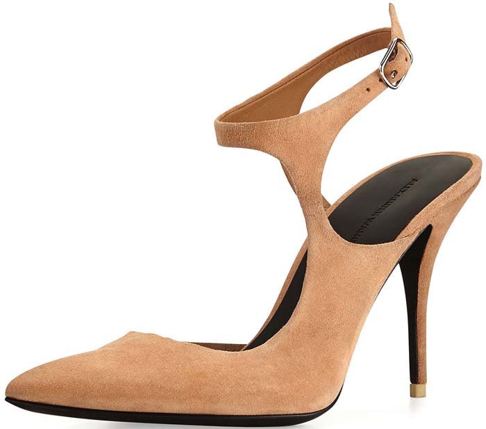 Alexander Wang "Stefania" Suede Open-Side Pump in Sandstorm