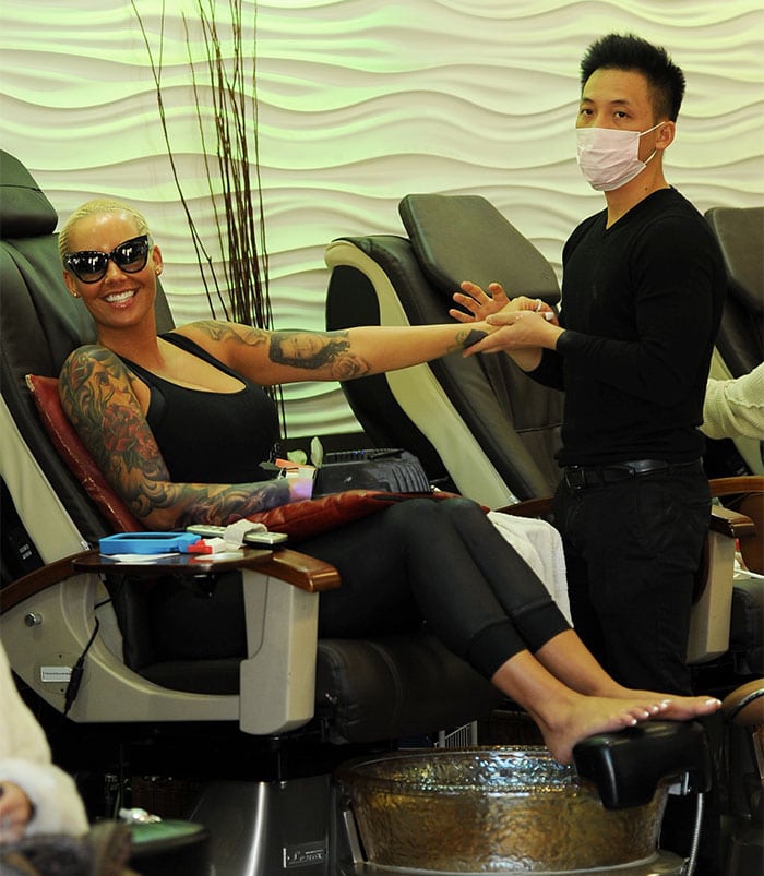 Amber Rose has her nails done at Nail Garden