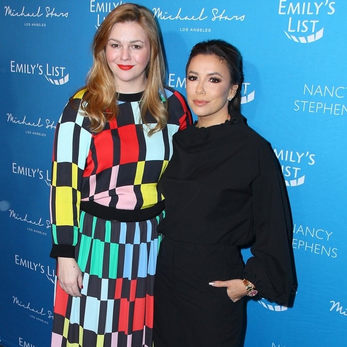 Amber Tamblyn and Eva Longoria arrive at Emily's List 3rd annual pre-Oscars event