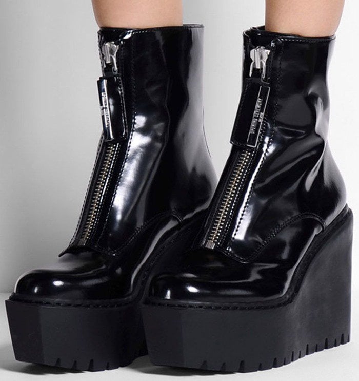 Opening Ceremony Black Patent Leather Luna Wedge Boots