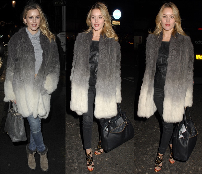 Caggie Dunlop shows how to wear a fur coat at the Urban Decay x Gwen Stefani – VIP dinner