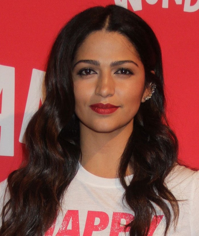 Camila Alves wears her hair down at the meatpacking district launch of Target Wonderland 
