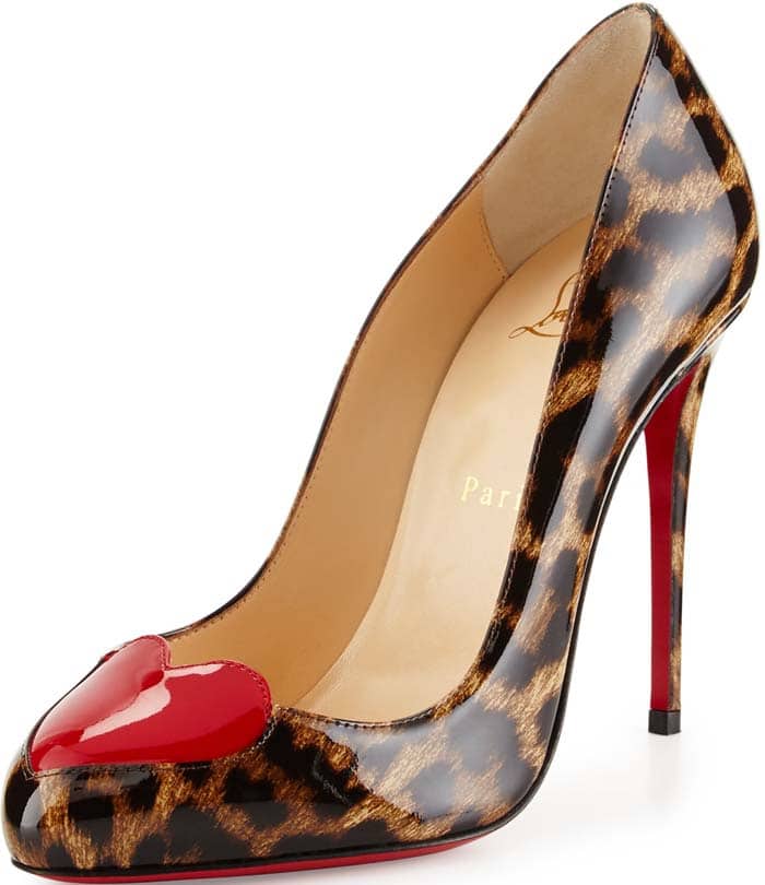 Christian Louboutin Printed Patent Leather Heart-Toe Pumps