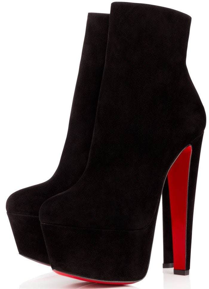 Christian Louboutin "Fierce" Platform Boots in Black Suede