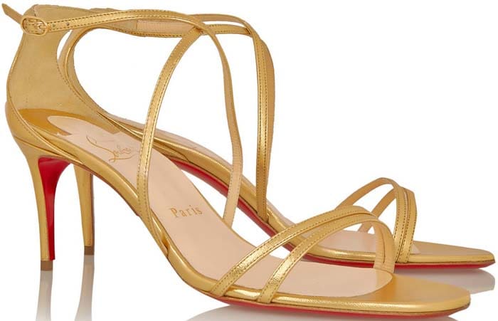 Christian Louboutin Gwinee 70 Metallic Leather Sandals Gold