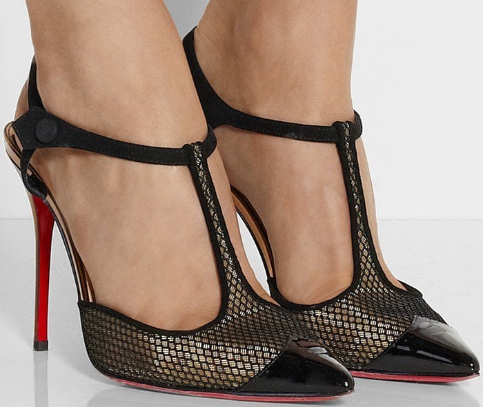 Christian Louboutin "T Cool" Suede-Trimmed Mesh Pumps