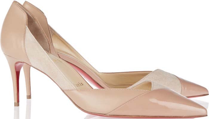Christian Louboutin "Tac Clac" 70 Paneled Leather and Suede Pumps
