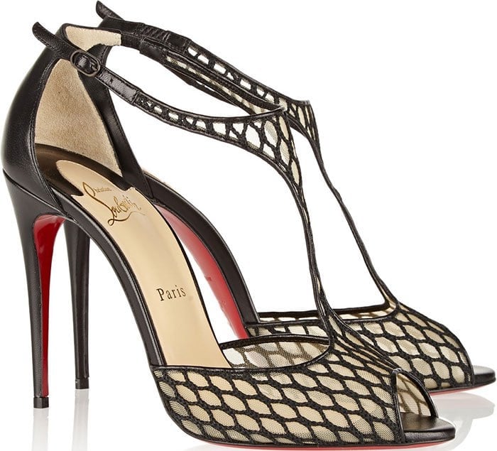 Christian Louboutin "Tiny" Leather and Lace Sandals