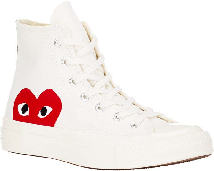 Comme des Garçons x Converse Chuck Taylor PLAY - Hidden Heart High Top Sneaker in White Canvas