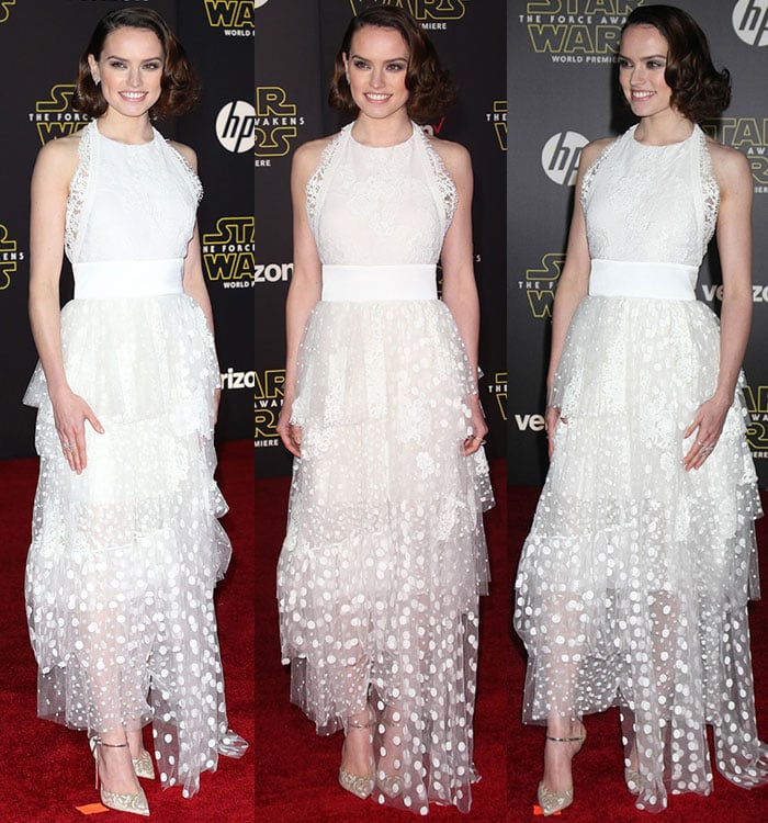 Daisy Ridley reminded us of Princess Leia as she posed on the red carpet