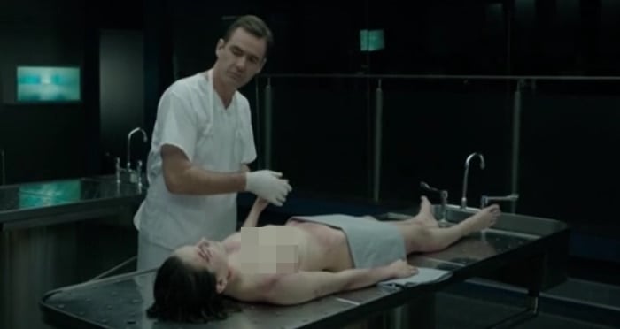 Daisy Ridley's naked character Hannah Kennedy receives an autopsy in Silent Witness