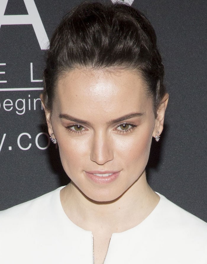 Daisy Ridley's hair was worn in a chic braided updo