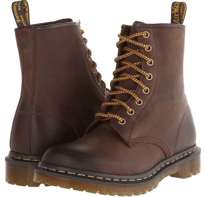 Dr. Martens "1460 W 8-Eye" Boot in Dark Brown Burnished Wyoming