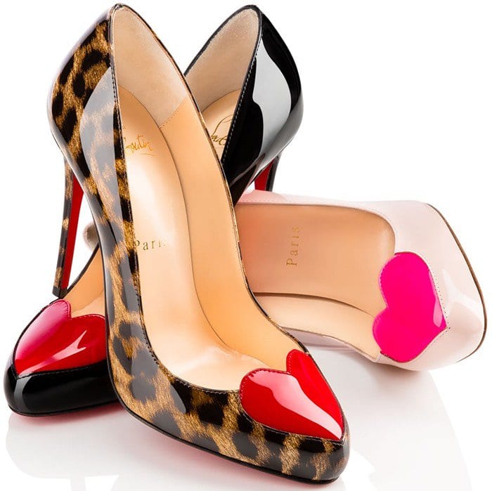 Christian Louboutin "Doracora" Leopard-Print Heart Red Sole Pump in Brown/Red