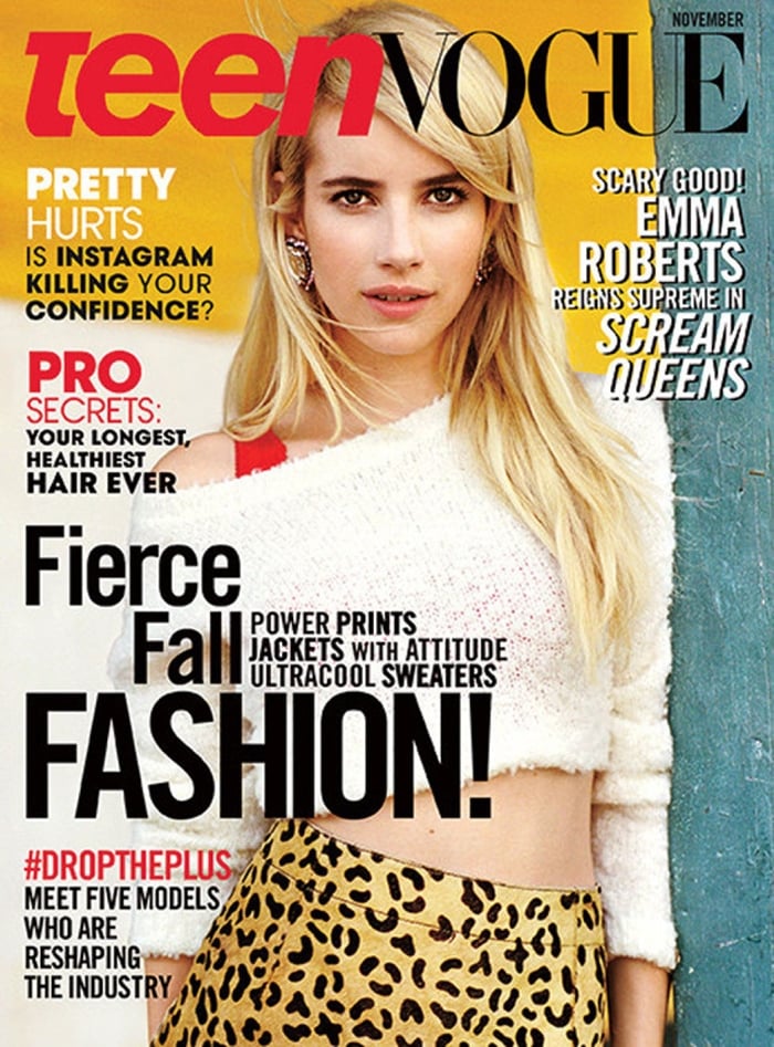 Emma Roberts rocks leopard print on the cover of Teen Vogue November 2015