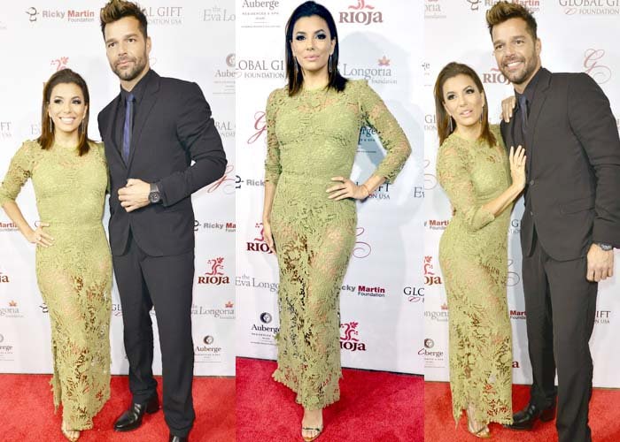 Eva Longoria and Ricky Martin pose together at the Global Gift Foundation Dinner