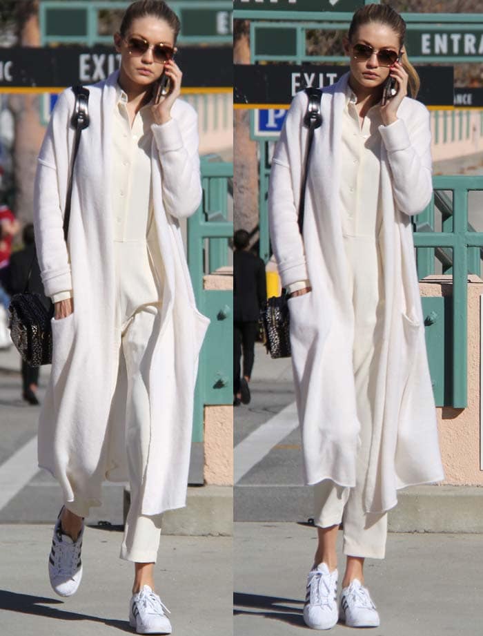 Gigi Hadid wears an all-white outfit as she goes shopping in Los Angeles