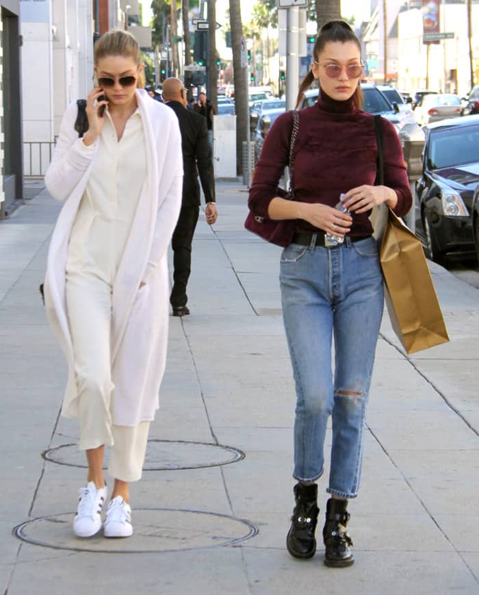 Bella and Gigi Hadid go clothes shopping at Yves Saint Laurent