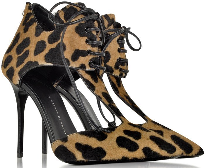 Giuseppe Zanotti "Frida" Leopard-Print Lace-Up Pumps