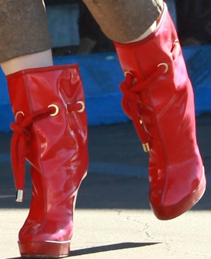 Gwen Stefani's red grommet boots from DSquared2