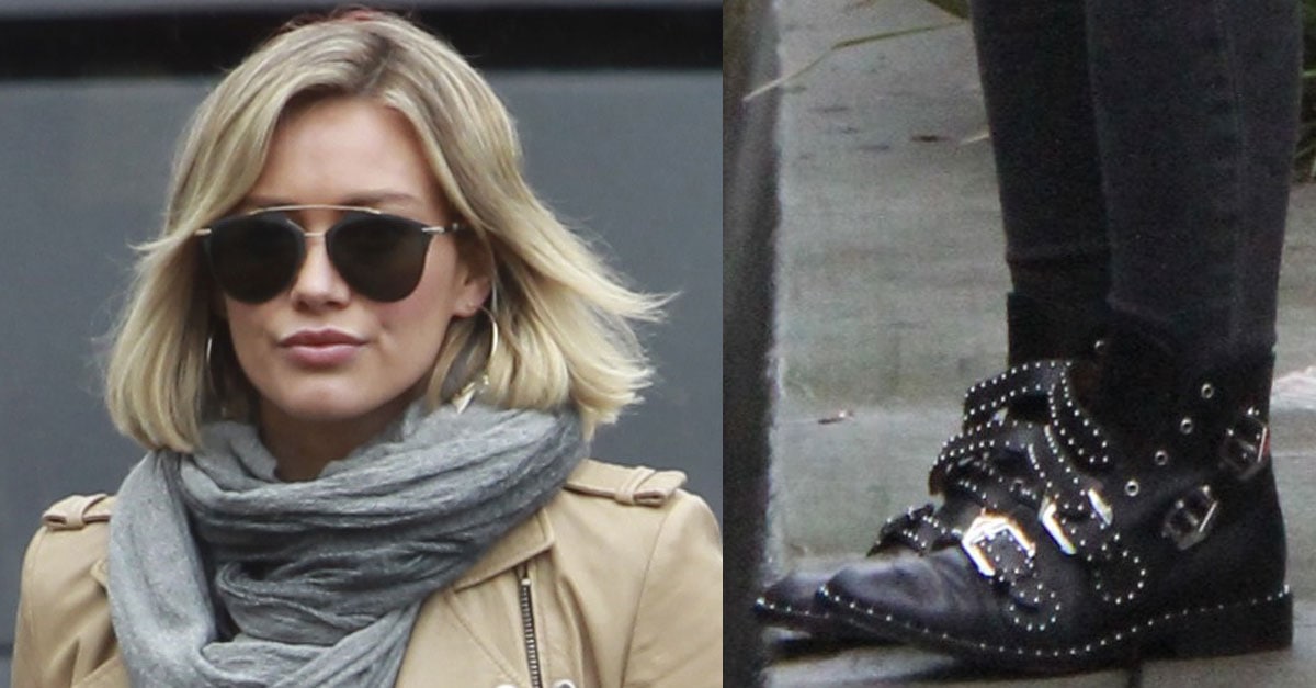Hilary Duff Debuts New Bob in Givenchy Studded Ankle Boots
