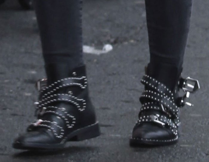 Hilary Duff's studded Givenchy ankle boots in black leather