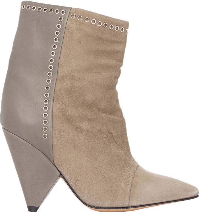 Isabel Marant "Lance" Suede and Leather Ankle Boots in Taupe