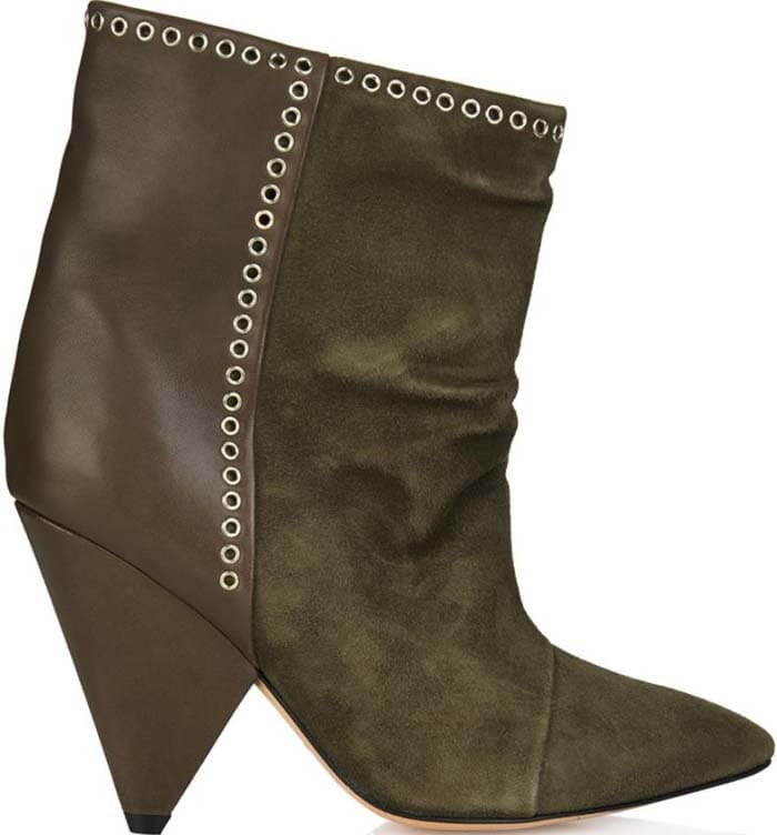 Isabel Marant "Lance" Suede and Leather Ankle Boots in Brown/Olive