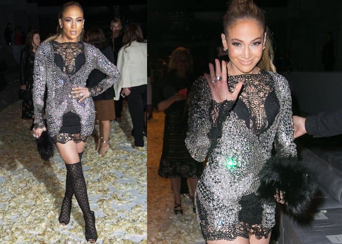 Jennifer Lopez wore a super-short, figure-hugging bodycon dress that left very little to the imagination