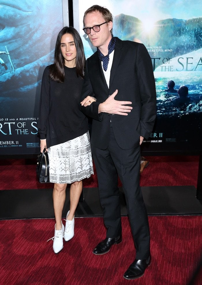 Jennifer Connelly and husband Paul Bettany make a rare appearance together on the red carpet at the "In the Heart of the Sea"