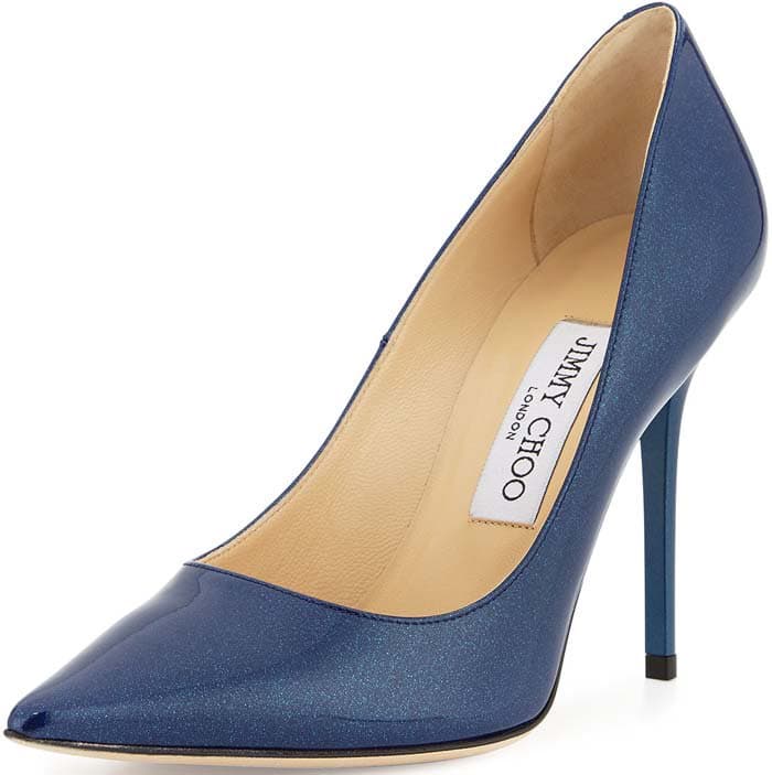 Jimmy Choo Abel Coated Glitter Pump in Blue