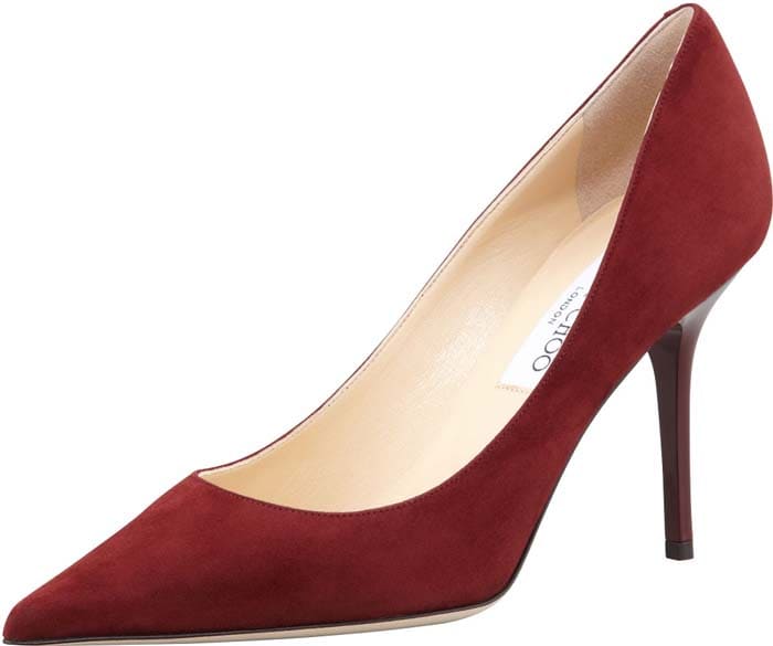 Jimmy Choo "Agnes" Suede Pointed-Toe Pump in Claret