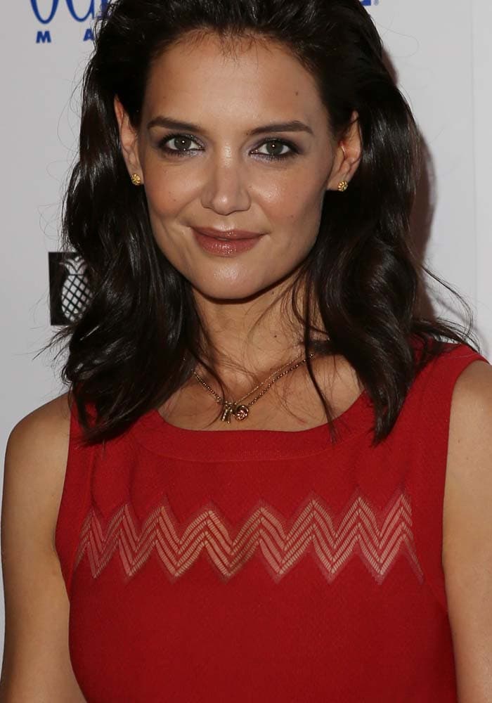 Katie Holmes wore a flouncy cutout dress by Azzedine Alaïa