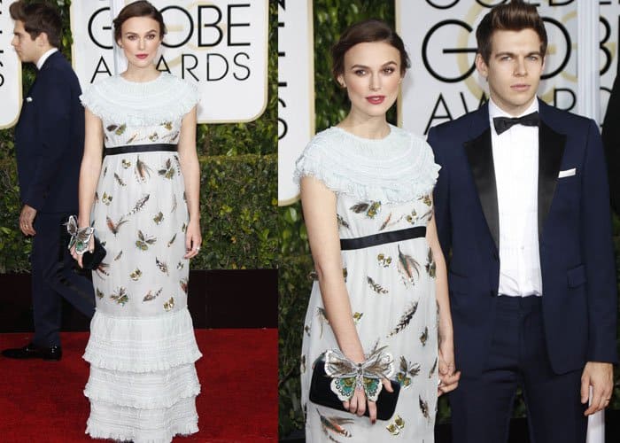 James Righton and Keira Knightley arrive at the 72nd Annual Golden Globe Awards