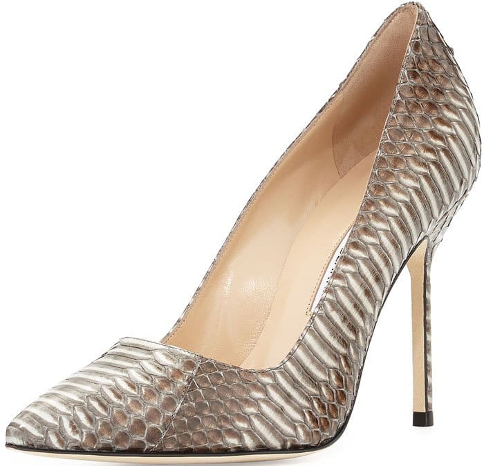 Manolo Blahnik "BB" Watersnake Pump in Gray/Black