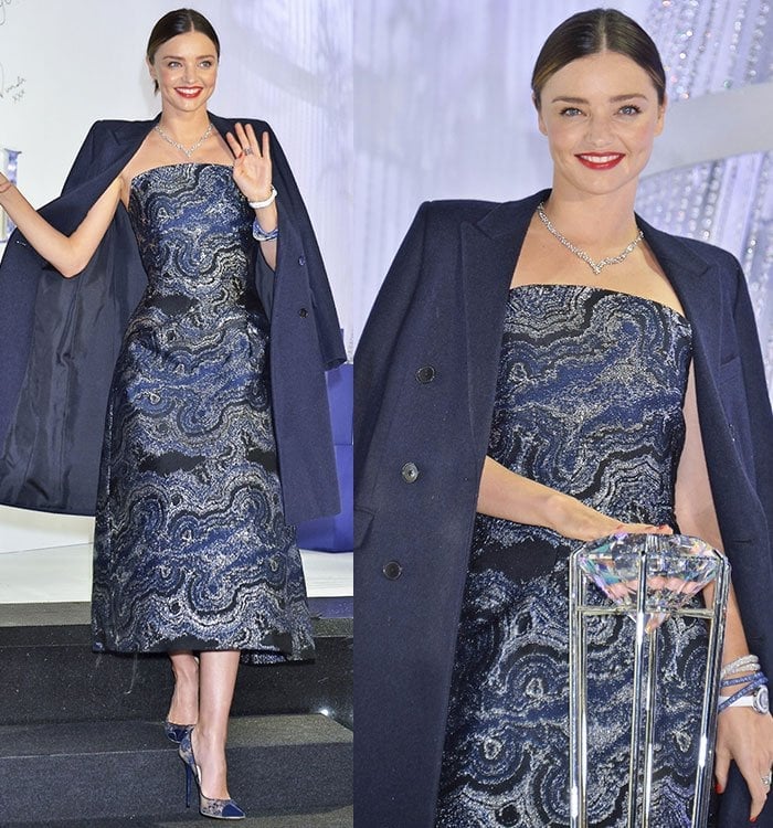 Miranda Kerr wears an Osman dress and Swarovski jewelry