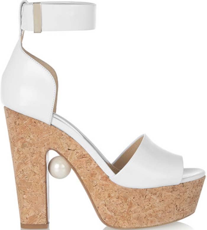 Nicholas Kirkwood Embellished Leather and Cork Platform Sandals