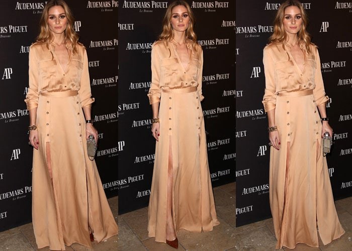 Olivia Palermo wears a Self Portrait dress in front of an Audemars Piguet backdrop