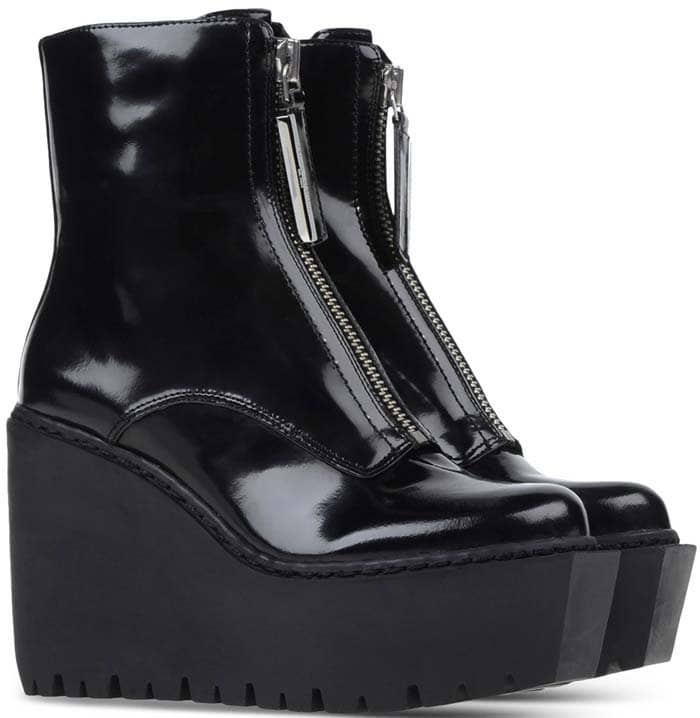 Opening Ceremony Black Patent Leather Luna Wedge Boots
