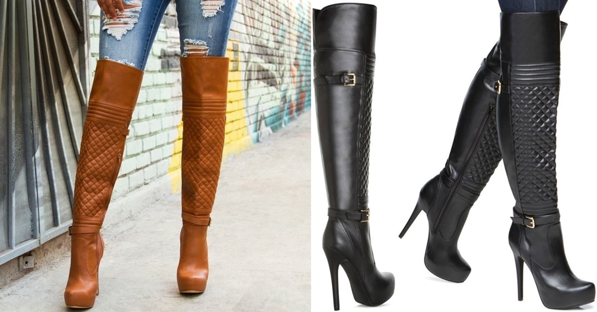 Quilted Over-the-Knee Platform Boots by Rachel Zoe