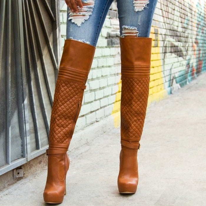 Quilted Over-the-Knee Platform Boots