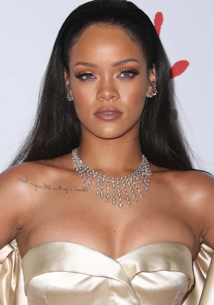 Rihanna wears her hair down at her second annual Diamond Ball