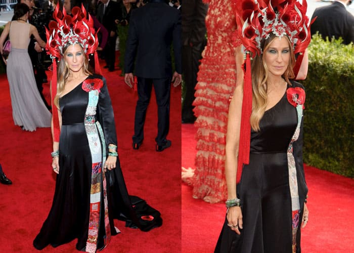 Sarah Jessica Parker donned a dress of her own design in collaboration with H&M