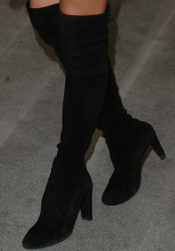 Shay Mitchell rocks Highland over-the-knee boots by Stuart Weitzman