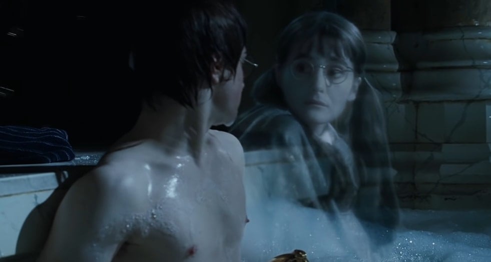 Moaning Myrtle is a ghost who haunts the second-floor girls' bathroom and other bathroom facilities at Hogwarts